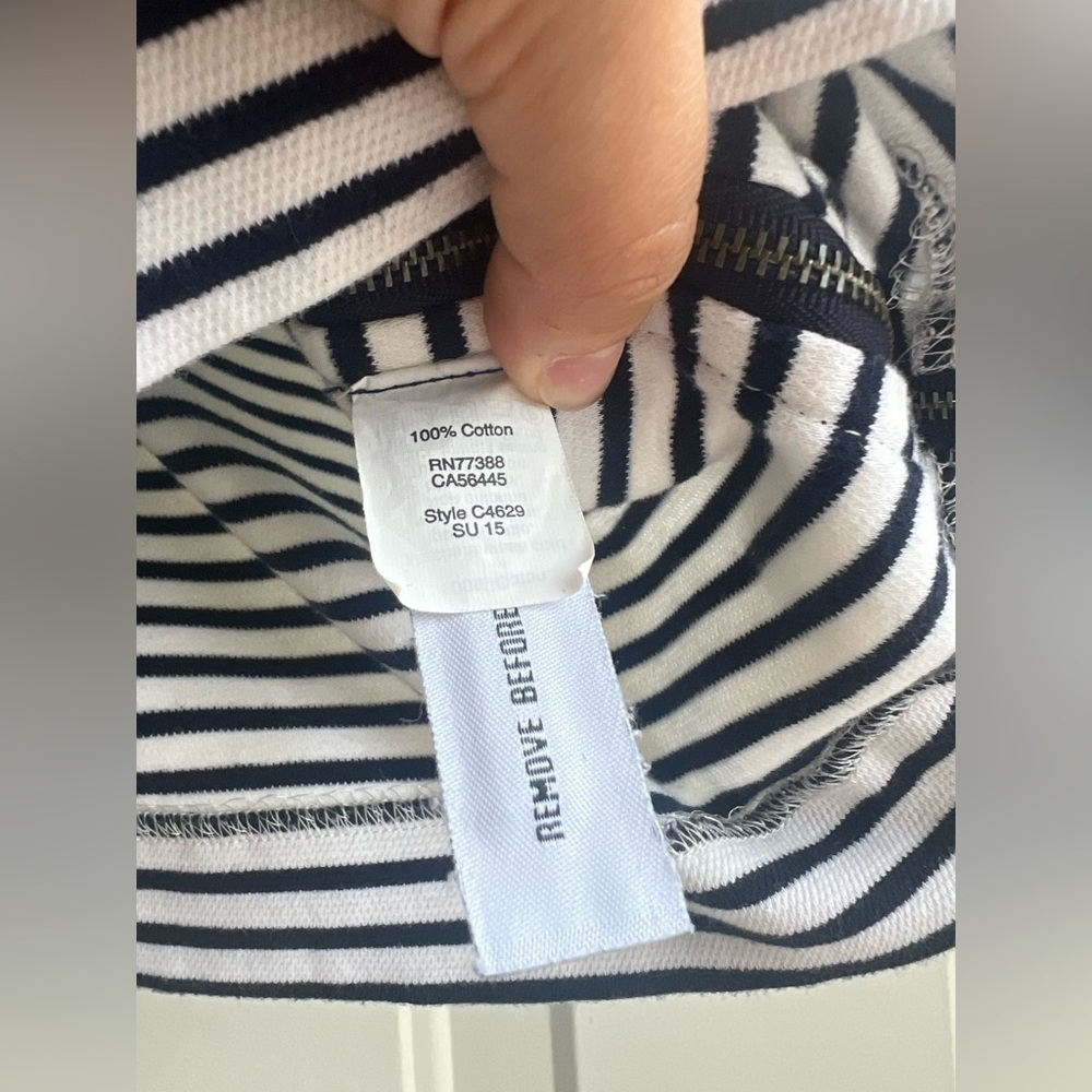 Madewell XS Striped Pencil Skirt Blue/White Eventide High Waist Office Casual - Picture 4 of 7